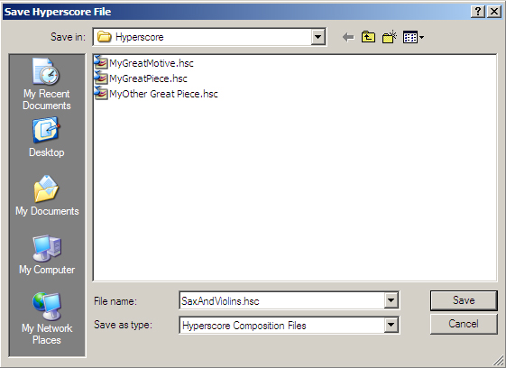 Saving a Hyperscore File